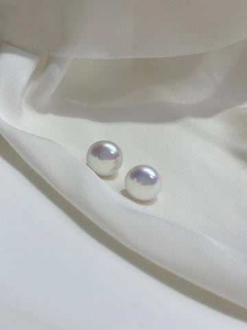 Aurora Button Pearl Stud Earrings | 5–12mm · Luminous Surface · Clean & Elegant Finish