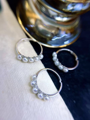 Multi-Pearl Stacking Ring | Natural Freshwater Pearls · Delicate & Compact · Full S925 Silver