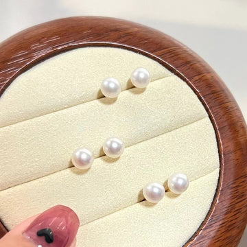 Minimalist Akoya-Style Freshwater Pearl Studs | 3–4.5mm Round Pearls · Strong Luster · S925 Silver Posts
