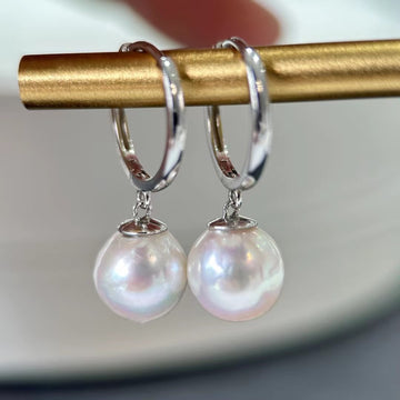 Akoya Baroque Pearl Earrings | 8–9mm Pink Iridescence · S925 Sterling Silver · Brilliant Luster