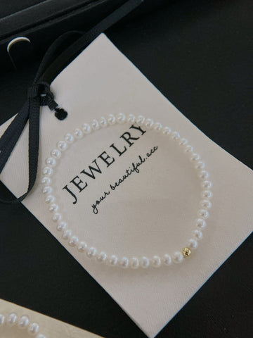 Freshwater Pearl Stretch Bracelet | 3.5mm · Bright White Tone · Elastic Fit · Anti-Oxidation Metal Beads