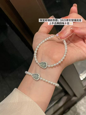 Blue Jade Gourd Pearl Bracelet | Freshwater Pearls · Adjustable · S925 Sterling Silver