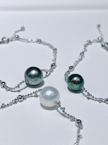 Tahitian Pearl Handmade Bracelet | 9–10mm · Near Round · Strong Luster · S925 Sterling Silver · Random Shipment