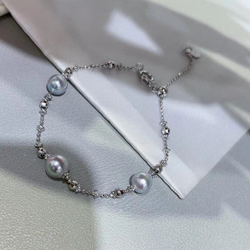 Akoya Pearl Bracelet | 6–7mm · Near Round · Strong Luster · S925 Sterling Silver · Adjustable Chain
