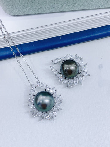 Tahitian Black Pearl Pendant | ~11mm · Near Round · Flawless · Strong Luster · S925 Sterling Silver