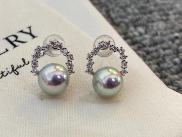 White Akoya Pearl Stud Earrings | 6–7mm Zhenzhuma Hue · Full S925 Silver · Timeless Bestseller