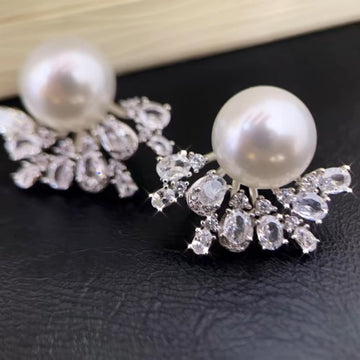 Edison Pearl Stud Earrings | ~12mm · Round · S925 Sterling Silver