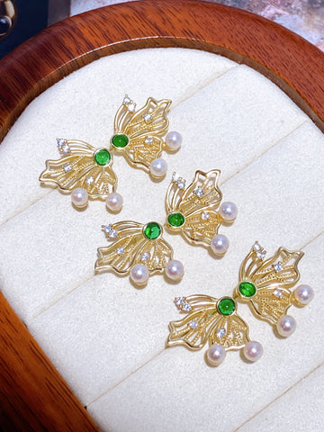 Akoya Pearl Butterfly Earrings | ~4mm · S925 Sterling Silver · Delicate Design