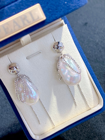 Freshwater Baroque Pearl Earrings | Irregular Shape · S925 Sterling Silver