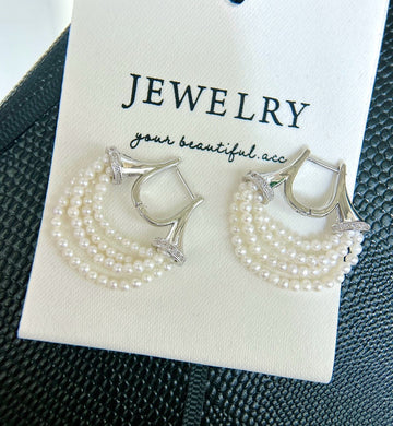 Horseshoe Pearl Earrings | 3–4mm Freshwater Akoya Pearls · S925 Sterling Silver
