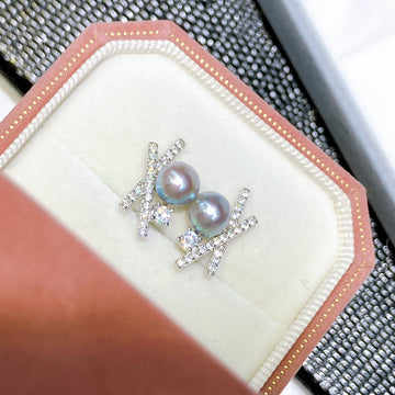 Akoya Pearl Stud Earrings | 6–7mm · Round · Strong Luster · Slightly Blemished · S925 Sterling Silver