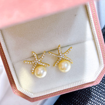 Akoya Pearl Starfish Earrings | 6–7mm · Round · Strong Luster · Near Flawless · S925 Sterling Silver