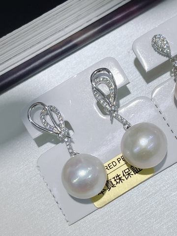 Edison Pearl Stud Earrings | 9–10mm · Near Round · Strong Luster · Near Flawless · S925 Sterling Silver