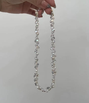 Freshwater Baroque Pearl Petal Necklace | 41cm · Natural Irregular Shape · S925 Sterling Silver Clasp