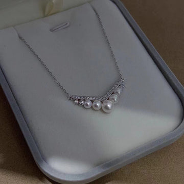 Freshwater Pearl V-Shaped Necklace | Classic Design · Natural Pearls · S925 Sterling Silver
