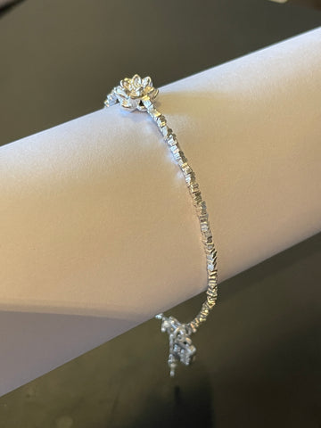 Clasp Bracelet | Sterling Silver & Sunflower Design · Textured Accents