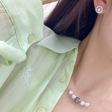 Sunflower Design Japanese Akoya Pearl Earrings | ~8mm · Near Round · Strong Luster · S925 Sterling Silver