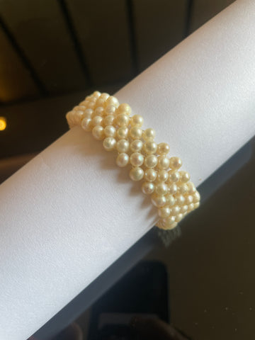 Layered Freshwater Pearl Bracelet with Bow Clasp | 3–4mm & 7–8mm Pearls · Handmade Elegance