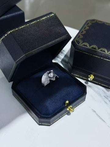 Akoya Pearl Ring | 8–8.5mm · Round · Electric Blue Overtone · Brushed Sterling Silver