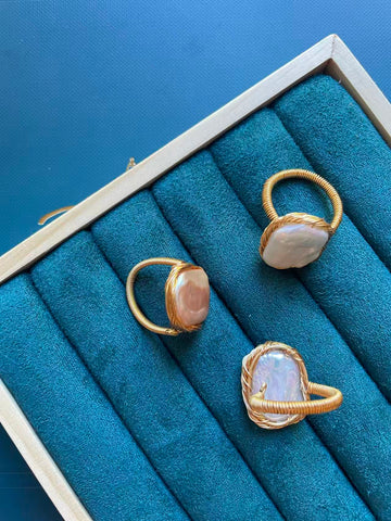 aroque Freshwater Pearl Ring | Square Pearl · Adjustable · Tarnish-Resistant Metal · Random Shipment