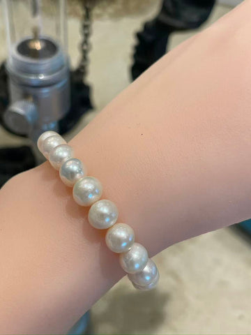 Freshwater Pearl Bracelet | 8–9mm · Nucleation-Free · White · Alloy Setting