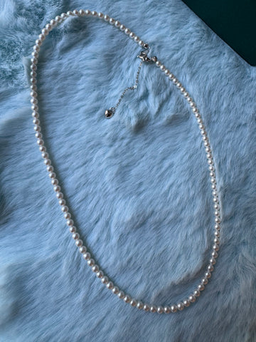 Freshwater Pearl Necklace | 3–4mm · Premium Round · Top Luster · Delicate “Light Bulb” Glow
