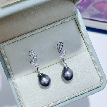 Tahitian Pearl Stud Earrings | Saltwater Pearls · S925 Sterling Silver