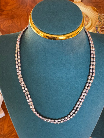Freshwater Purple Pearl Necklace | 3.4–3.6mm · Oval Shape · Smooth Surface · 40+5cm Adjustable · Random Shipment