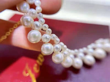 Freshwater Pearl Multi-Size Necklace | 44cm · 4–8mm Near-Round Pearls · Strong Luster · Handwoven · Anti-Tarnish Alloy Chain