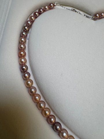 Freshwater Multicolor Pearl Necklace | 6–7mm · Near-Round · Strong Luster · Smooth Surface · S925 Sterling Silver Adjustable Clasp