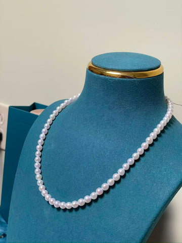 Freshwater Pearl Necklace | 5–6mm · Near-Round · Strong Luster · Smooth Surface · 41–42cm Length · S925 Sterling Silver Ingot Clasp