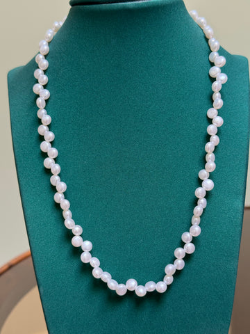 Freshwater Pearl Strand Necklace | 87 Button Pearls · 4×5mm · Thick Nacre · Smooth Surface · Strong Luster · 45cm Length · S925 Sterling Silver Adjustable Clasp