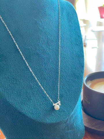 Freshwater Pearl Pendant Necklace | 6–7mm · Round & Flawless · Zircon Accent · S925 Sterling Silver · Adjustable