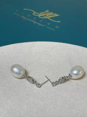 Freshwater Pearl Drop Earrings | 11×13mm · Near-Flawless · High Luster · Zircon & S925 Sterling Silver · 3.4cm Length