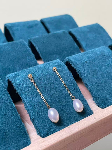 Freshwater Pearl Drop Earrings | 6×8mm · Teardrop Shape · Near-Flawless · Gold-Plated S925 Sterling Silver · 2.4cm Length