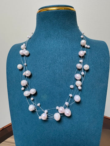 Freshwater Pearl Necklace | 46 Pearls · 4–10mm Oval · Starry Design · Silver-Tone Metal · 46–47cm Length
