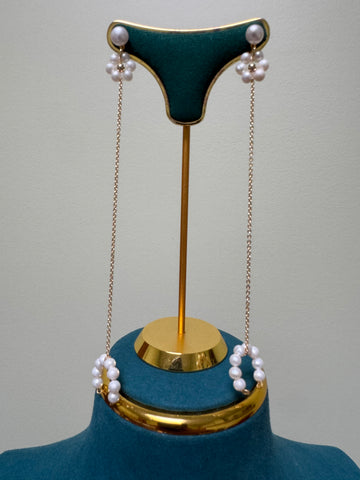 Freshwater Pearl Threader Earrings | 4–6mm · 30 Pearls · Near-Flawless · Gold-Plated S925 Sterling Silver · 12.2cm Length