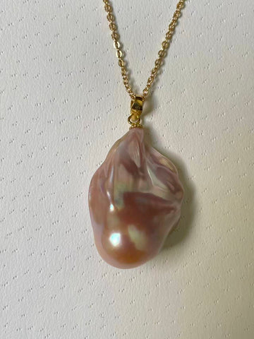 Champagne-Purple Baroque Pearl Pendant | 13–19–29mm · Silky Luster · Gold-Plated S925 Sterling Silver