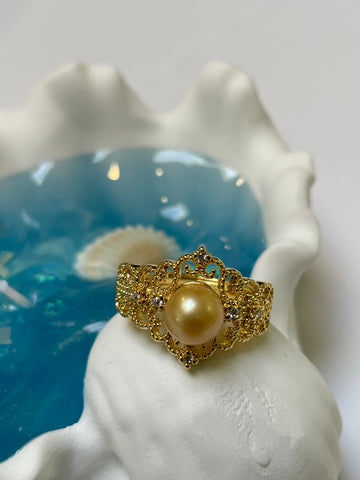 Freshwater Pearl Ring | 6.5mm · Petite Design · Adjustable · Anti-Oxidation Metal