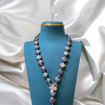 Square Cultured Pearl Sweater Necklace | 37 Laser-Treated Pearls · 66cm · Gold-Plated Clasp