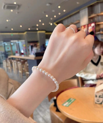 Adjustable Gold-Plated Pearl Bracelet | 5mm Near-Round Freshwater Pearls · Subtle Imperfections