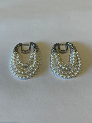 Bijou d'oreille vintage multicouches en perles | Perles d'eau douce · Argent sterling S925
