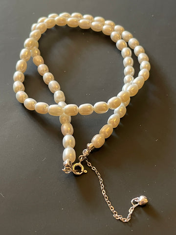 Mini Bead Freshwater Pearl Necklace | 4mm Near-Round · High Luster · Sterling Silver Tail Chain