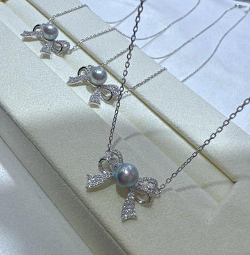 Bow Knot Pendant | S925 Sterling Silver · 6–7mm Saltwater Akoya Pearl