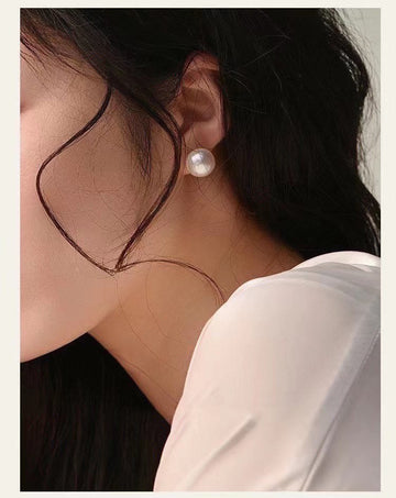White Mabe Pearl Earrings | ~11mm · Near Flawless · 18K Solid Gold Posts