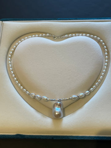 Unique Baroque Pearl Necklace | 40cm + Extender · All-Sterling Silver · One-of-a-Kind Beauty