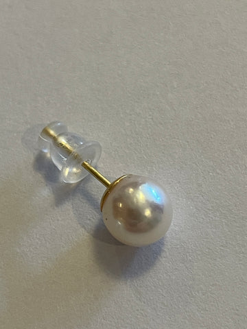 Boucles d'oreilles à tige en perles d'Akoya | 7–7,5 mm · Quasi-rondes · Lustre intense · Argent sterling S925 plaqué or