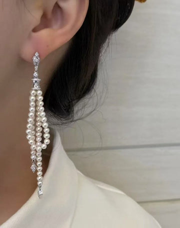 Freshwater Pearl Threader Earrings | 3–4mm · Near Round · High Quality · Handmade