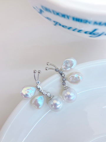 Butterfly Freshwater Pearl Earrings | 9–10mm Pearls · S925 Sterling Silver