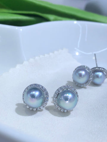 Circle Design Akoya Pearl Earrings | 8–8.5mm · S925 Sterling Silver · Zircon Accents